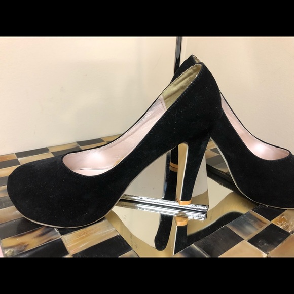 THE 9 DU BLACK VELVET ROUNDTOE HIGH HEEL SZ 39 8.5 - Picture 5 of 7